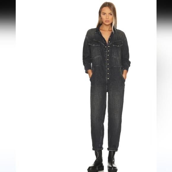 FREE PEOPLE Care Townes Coveralls Jumpsuit Black - Picture 1 of 3